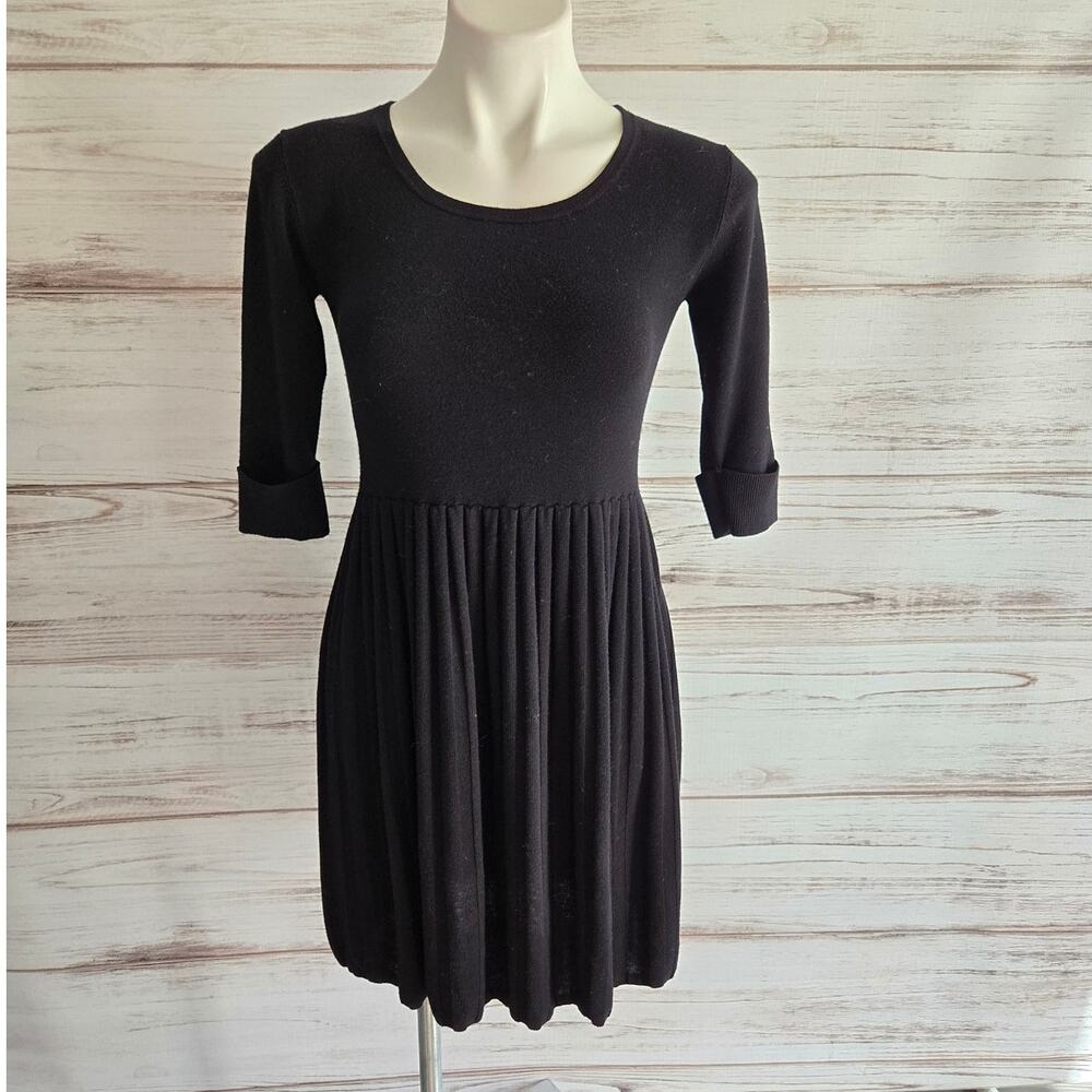 Matty M Pleated Skirt Black Sweater Dress sz S